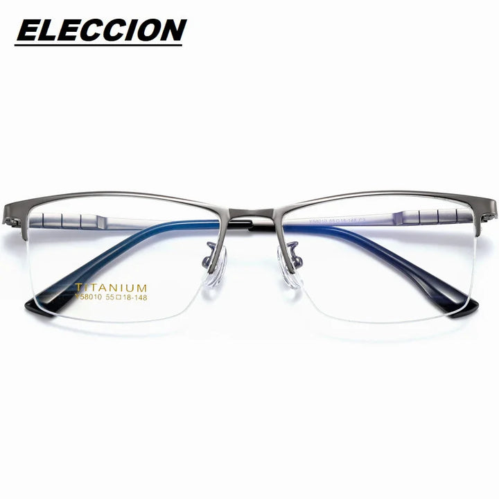 Eleccion Men's Semi Rim Square Titanium Eyeglasses 58010 Semi Rim Eleccion