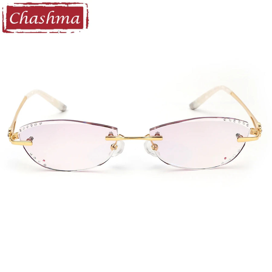 Chashma Ottica Women's Rimless Oval Cat Eye Titanium Eyeglasses 958061 Rimless Chashma Ottica