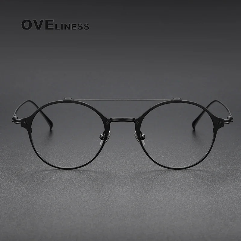 Oveliness Unisex Full Rim Round Double Bridge Titanium Eyeglasses O1130 Full Rim Oveliness   