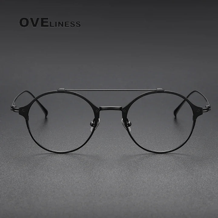 Oveliness Unisex Full Rim Round Double Bridge Titanium Eyeglasses O1130 Full Rim Oveliness   