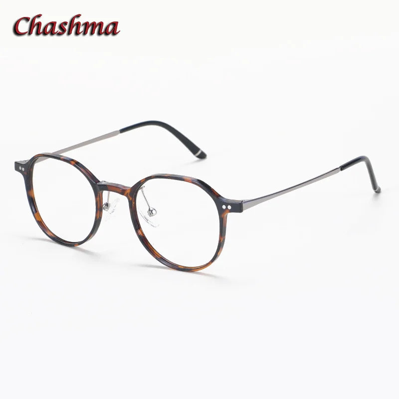 Chashma Ochki Unisex Youth's Full Rim Round Ultem Eyeglasses 2186 Full Rim Chashma Ochki Leopard  