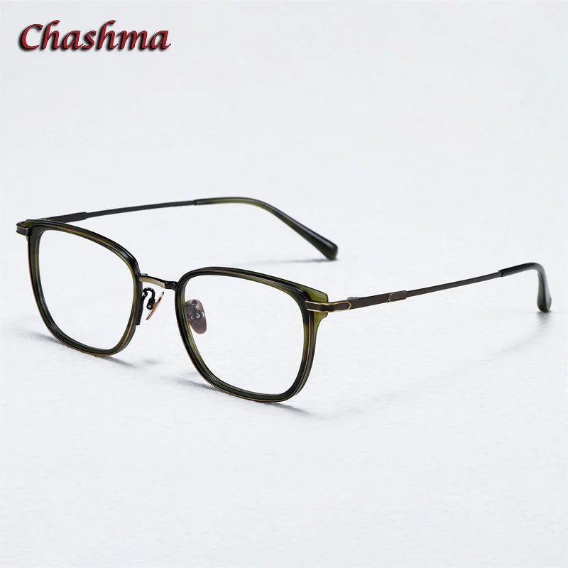 Chashma Ochki  Unisex Full Rim Square Titanium Acetate Eyeglasses 0634 Full Rim Chashma Ochki   