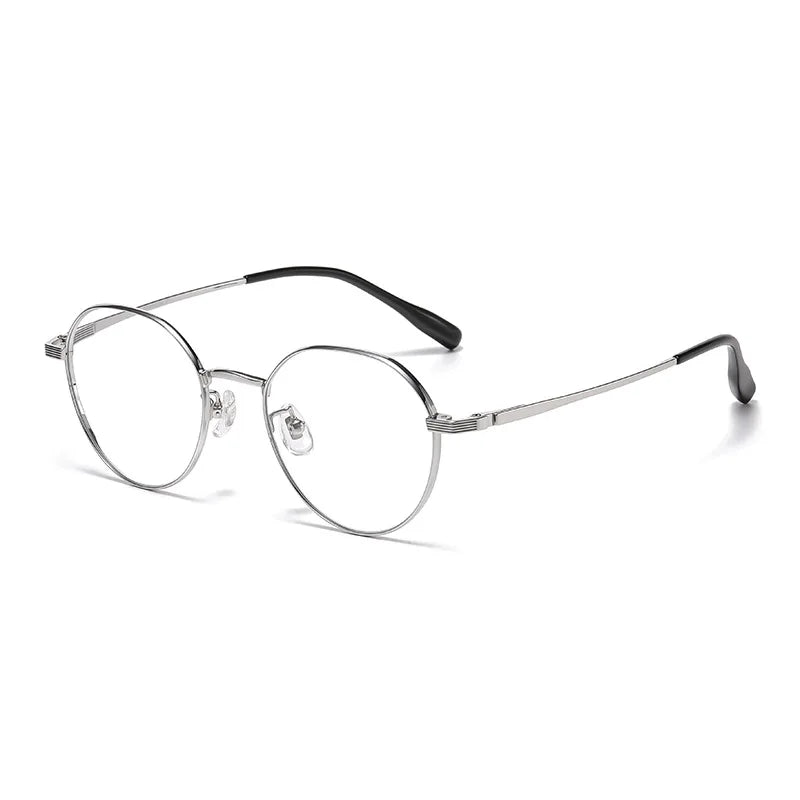 Momoja Unisex Full Rim Flat Top Polygonal Titanium Eyeglasses 98669