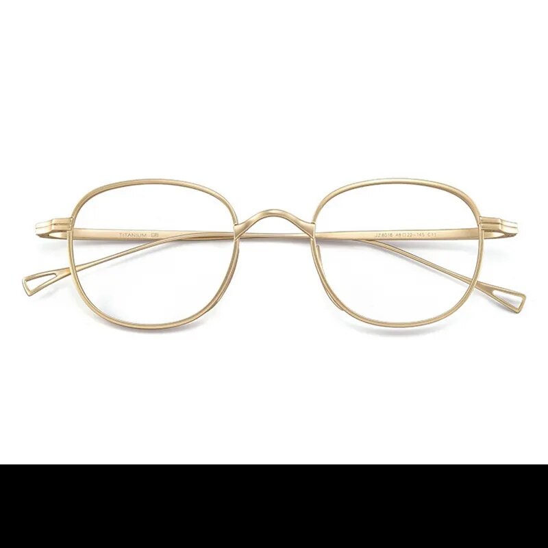 Yimaruili Unisex Full Rim Round Titanium Alloy Eyeglasses 8016 Full Rim Yimaruili Eyeglasses Gold  