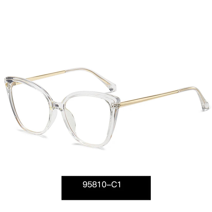 Handoer Women's Full Rim Square Cat Eye Tr 90 Alloy Eyeglasses 95810