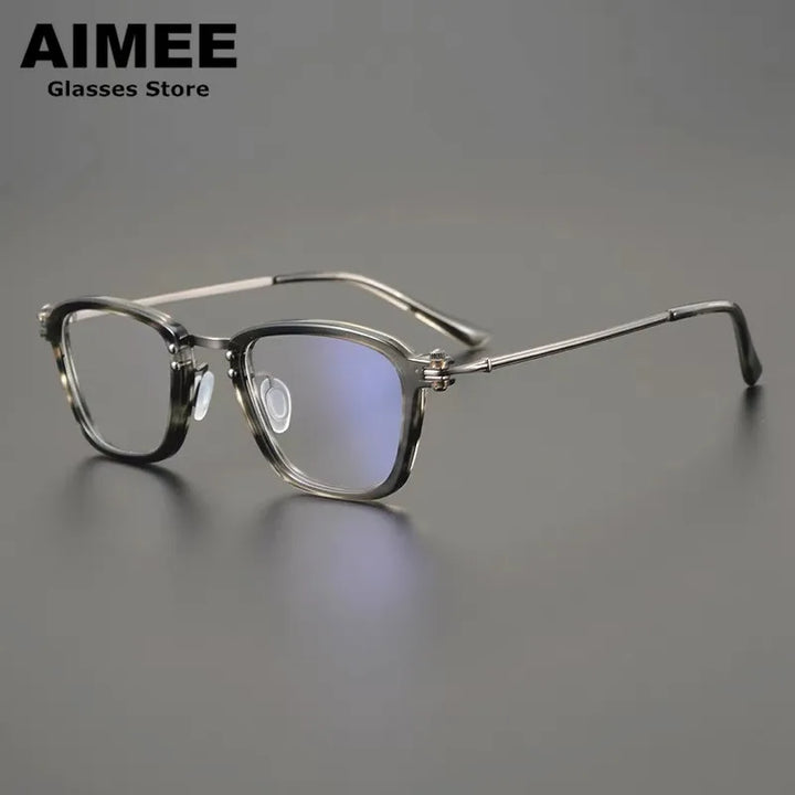 Aimee Unisex Full Rim Square Titanium Acetate Eyeglasses 5880 Full Rim Aimee   