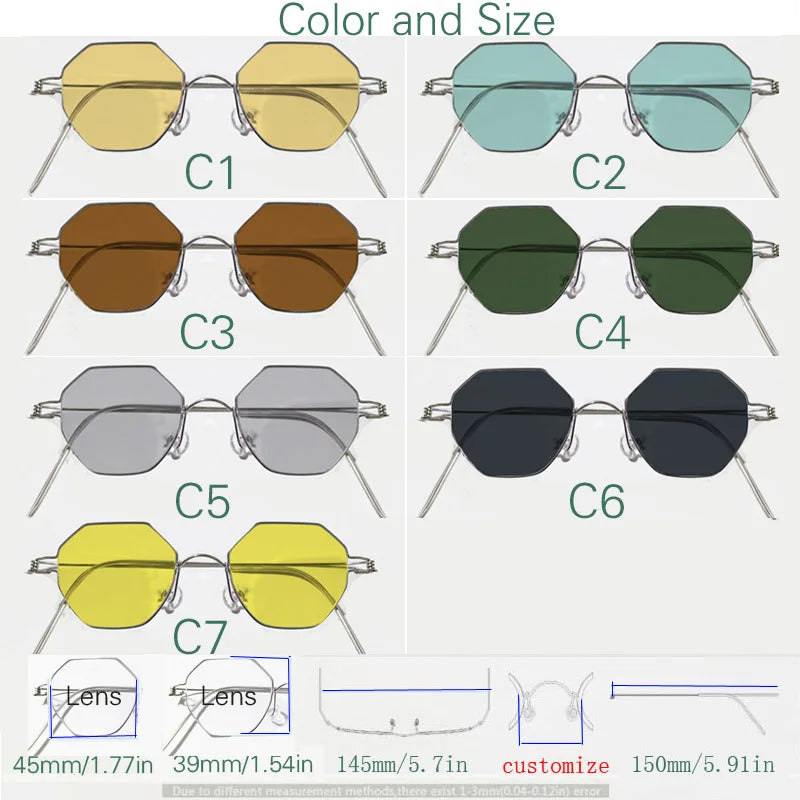Yujo Unisex Full Rim Polygonal Custom Steel Sunglasses 14134