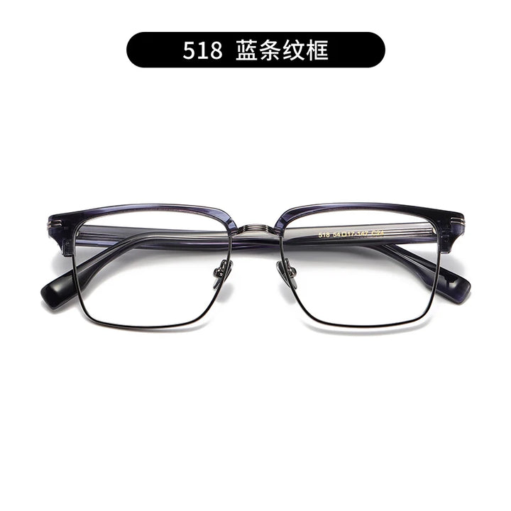 Nobler Unisex Semi Rim Square Titanium Acetate Eyeglasses 0518 Semi Rim Nobler C24  