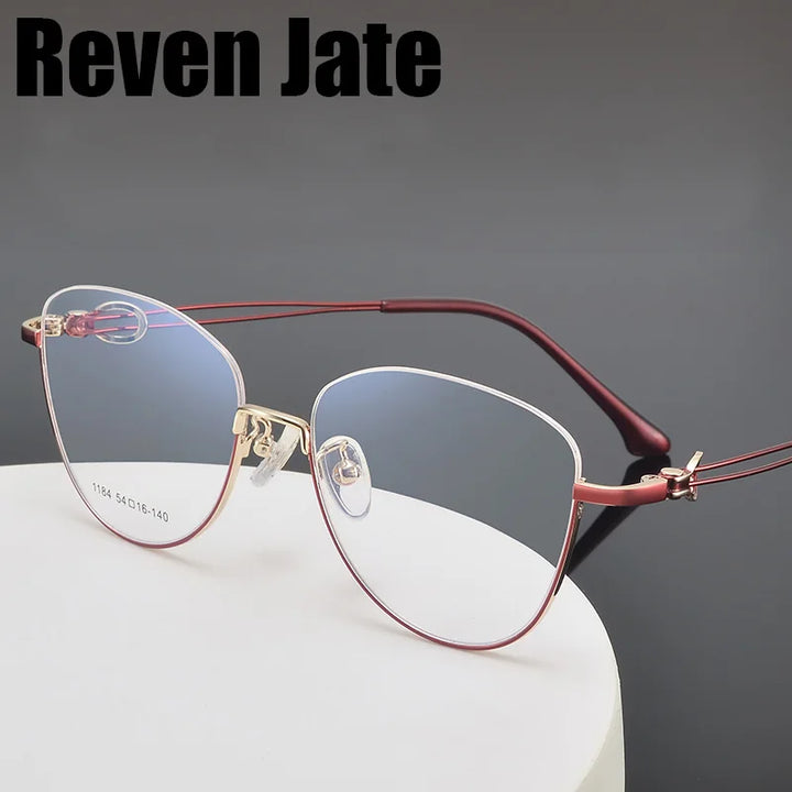 Reven Jate Women's Semi Rim Square Butterfly Alloy Eyeglasses 661184
