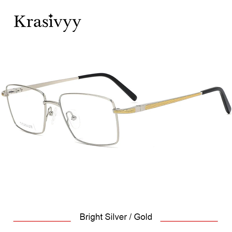 Krasivyy Men's Full Rim Big Square Titanium Eyeglasses 50021