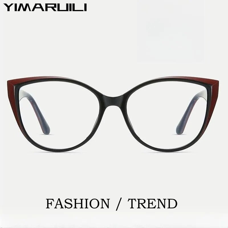 Yimaruili Women's Full Rim Cat Eye Tr 90 Acetate Eyeglasses 87224 Full Rim Yimaruili Eyeglasses   