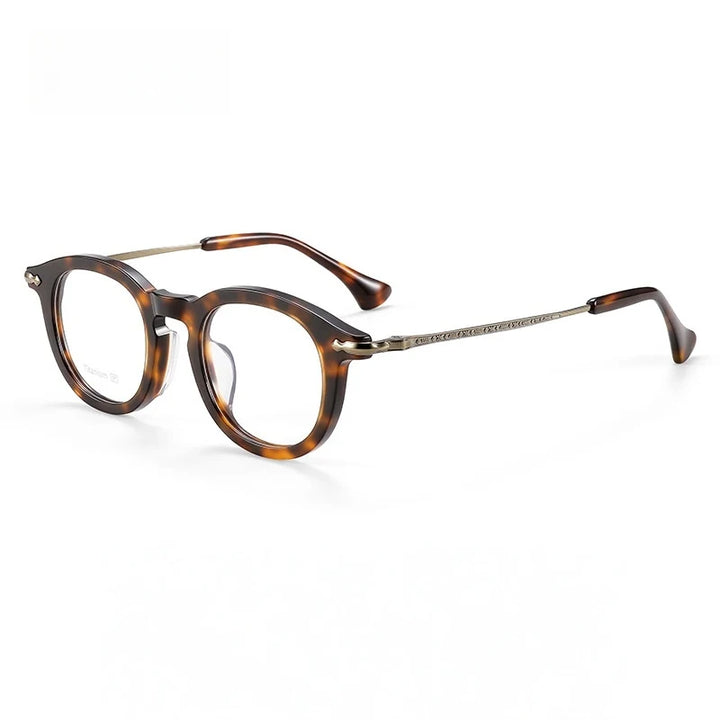 Yimaruili Unisex Full Rim Round Titanium &amp; Acetate Eyeglasses 80907 — view 7 | Yimaruili at FuzWeb
