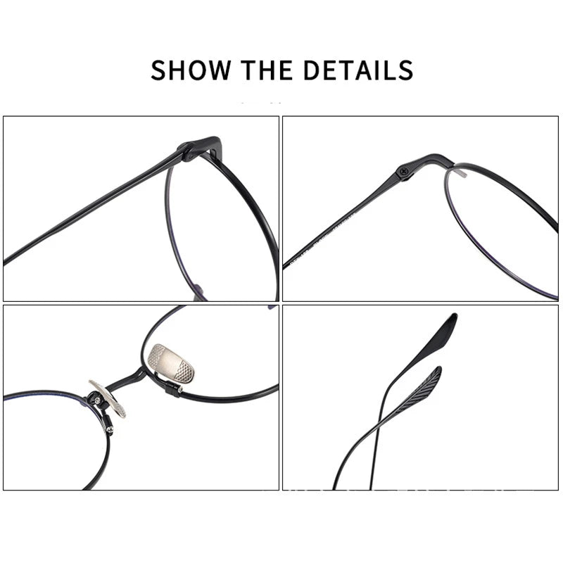 Black Mask Women's Full Rim Small Round Titanium Eyeglasses 4158 Full Rim Black Mask   