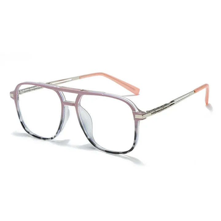 Aror Men's Full Rim Square Double Bridge Tr 90 Eyeglasses 81316 Full Rim Aror Pink Leopard