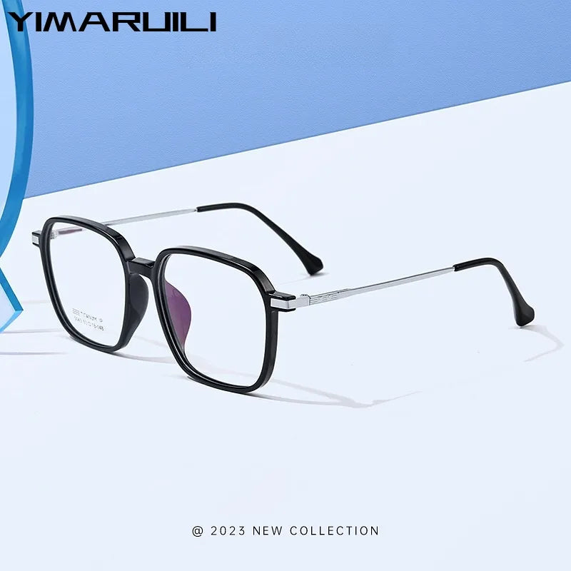 Yimaruili Unisex Full Rim Large Square Tr 90 Alloy Eyeglasses 5043x Full Rim Yimaruili Eyeglasses   