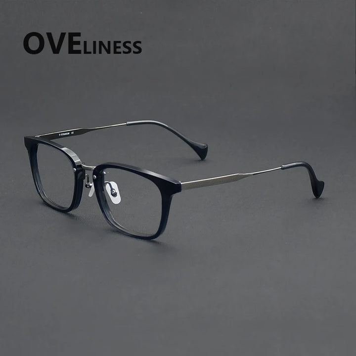 Oveliness Unisex Full Rim Big Square Acetate Titanium Eyeglasses 926016