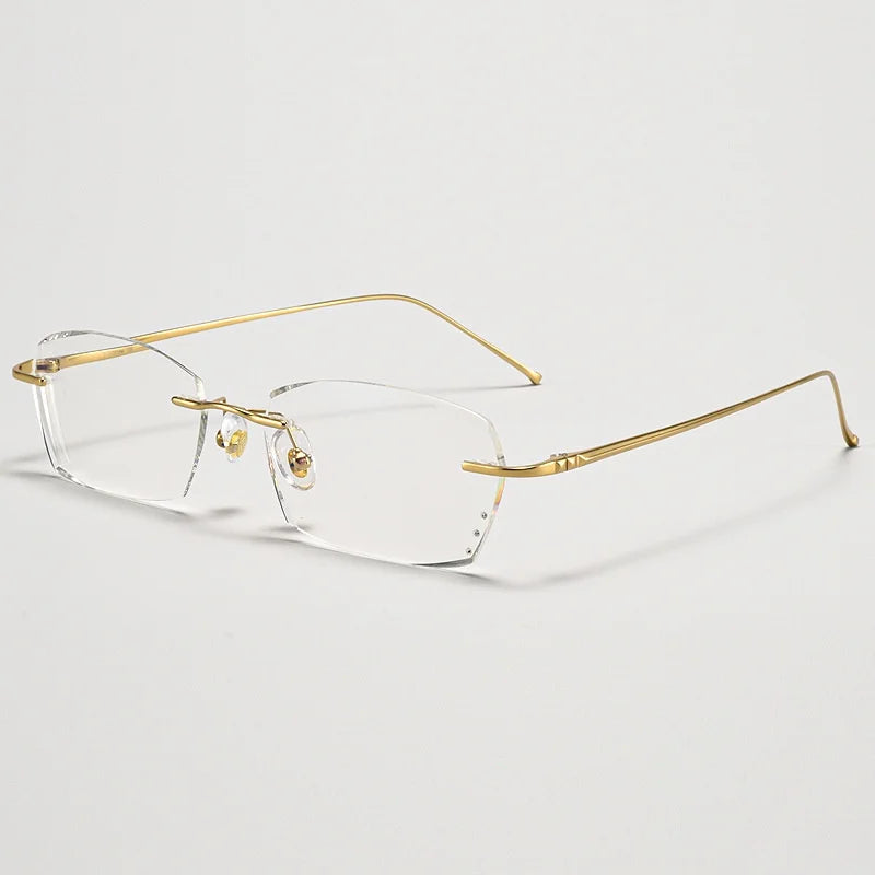 KatKani Unisex Rimless Square Titanium Eyeglasses A69045 Rimless KatKani Eyeglasses   