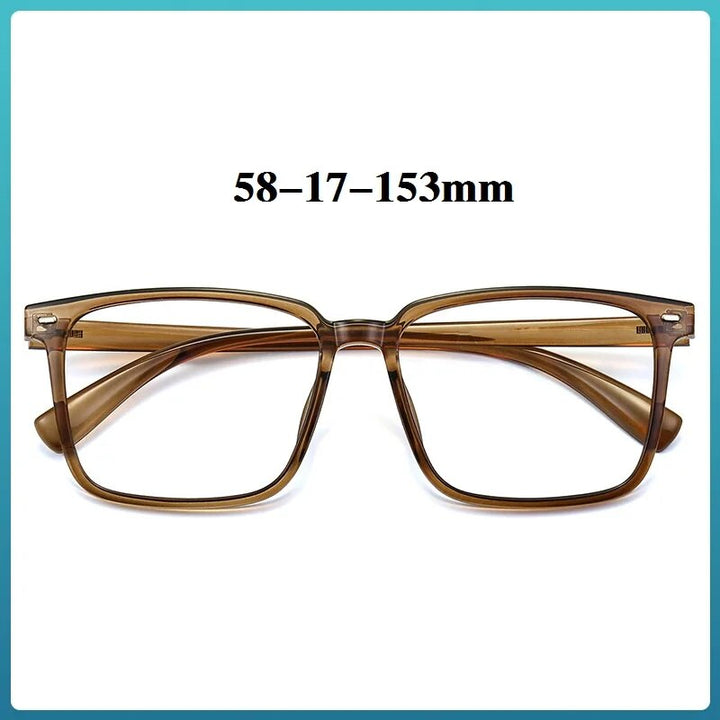 Cubojue Unisex Full Rim Large Square Tr 90 Titanium Frame Eyeglasses Full Rim Cubojue brown no function lens 0 