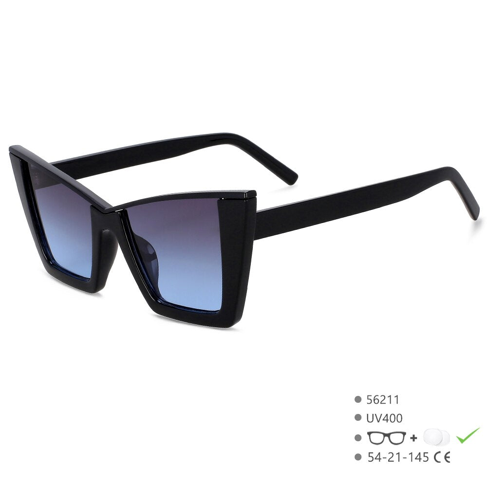 CCspace Women's Full Rim Square Cat Eye Tr 90 UV400 Sunglasses 56211 Sunglasses CCspace Sunglasses C4BlackBlue  