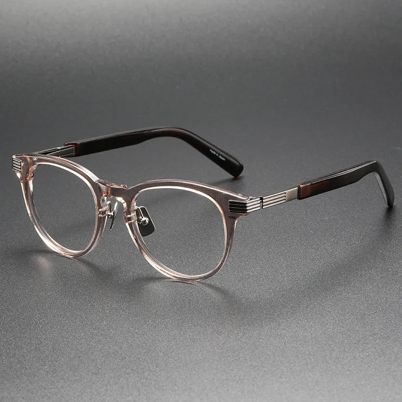 Aimee Unisex Full Rim Round Acetate Eyeglasses 12011 Full Rim Aimee Champagne  