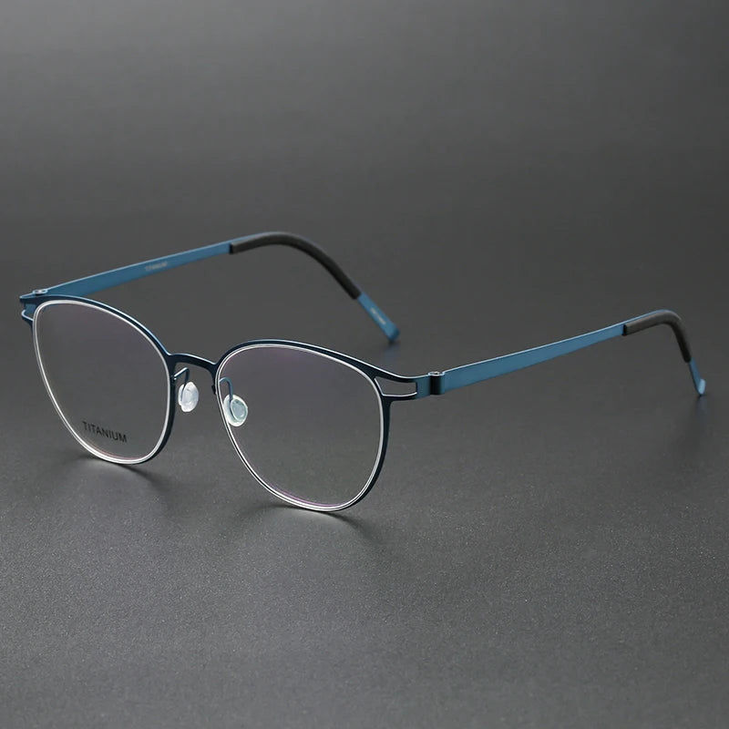 Aimee Unisex Full Rim Oval Screwless Titanium Eyeglasses 9607 Full Rim Aimee Blue  