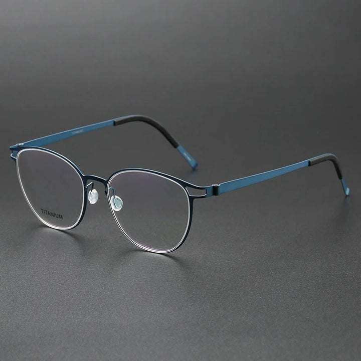 Aimee Unisex Full Rim Oval Screwless Titanium Eyeglasses 9607 Full Rim Aimee Blue  