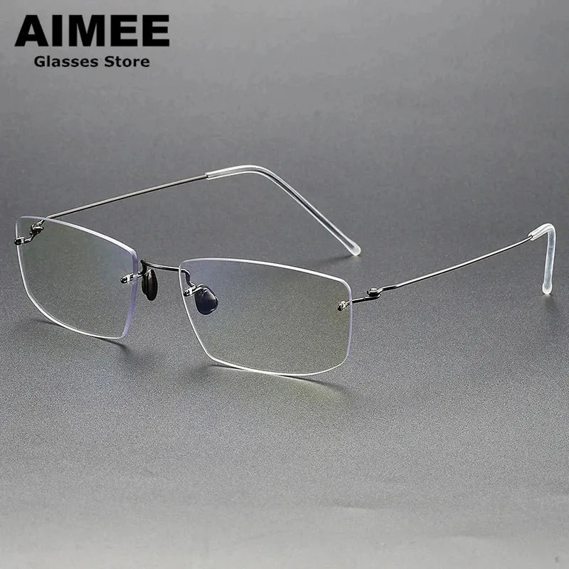 Aimee Women's Rimless Square Titanium Eyeglasses 2269 Rimless Aimee Gun-Grey  