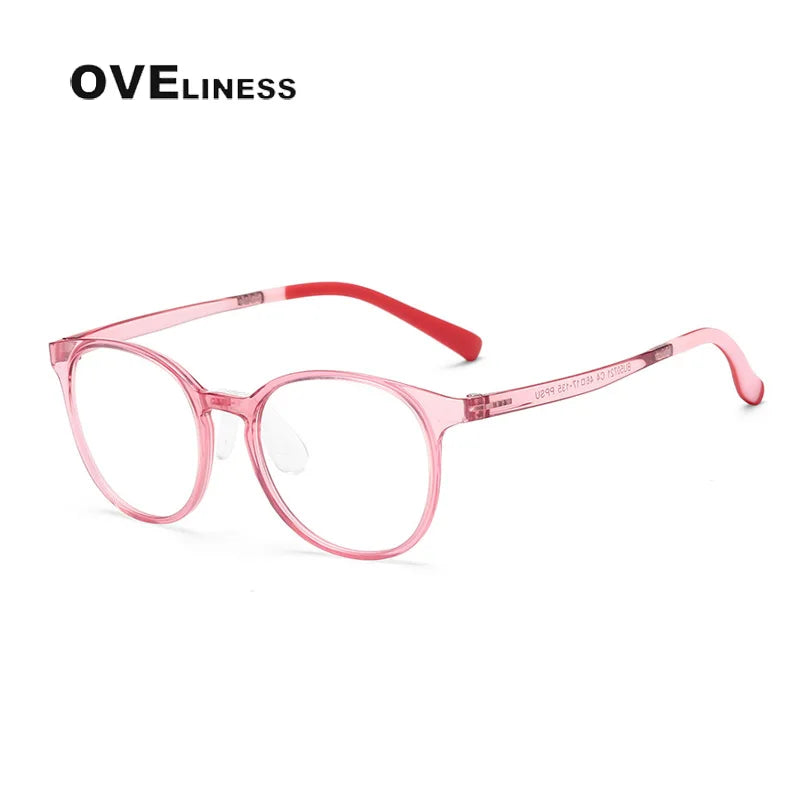 Oveliness Unisex Youth's Full Rim Round Tr 90 Titanium Eyeglasses O5072 Full Rim Oveliness C4  