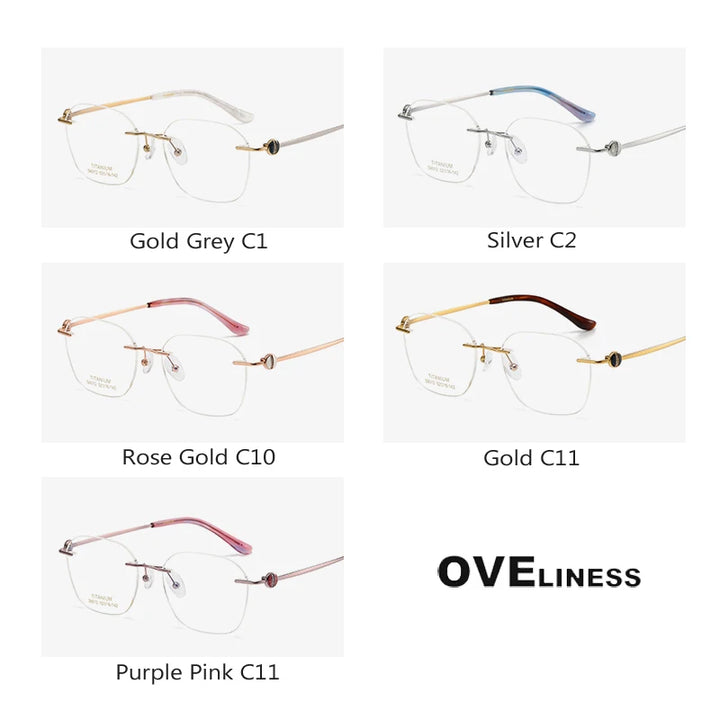 Oveliness Women's Rimless Oval Square Titanium Eyeglasses 196012 Rimless Oveliness   