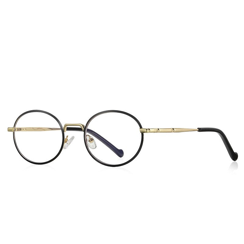 CCspace Unisex Full Rim Round Oval Alloy Eyeglasses 56142 Full Rim CCspace China BlackGold 