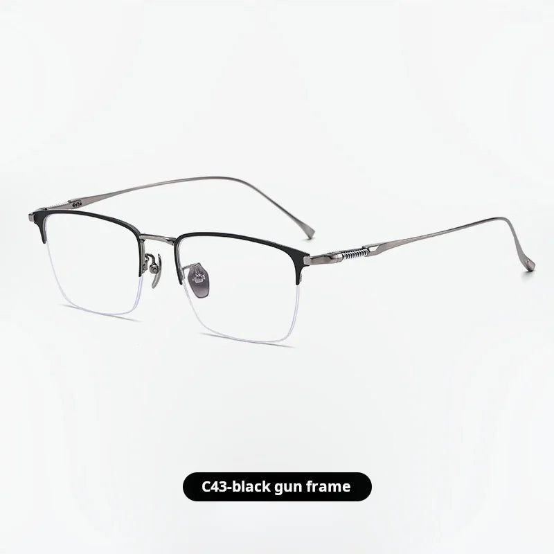 Momoja Unisex Semi Rim Big Brow Line Square Titanium Eyeglasses 729011