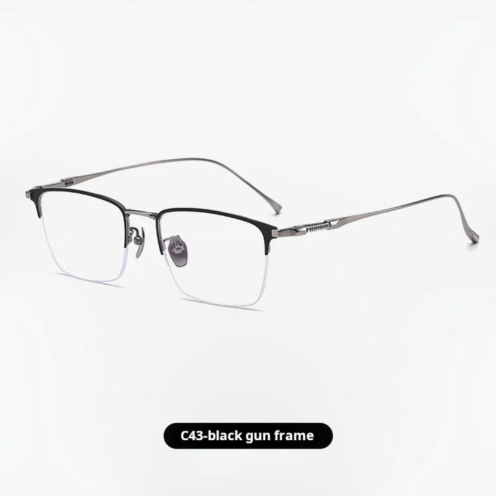 Momoja Unisex Semi Rim Big Brow Line Square Titanium Eyeglasses 729011