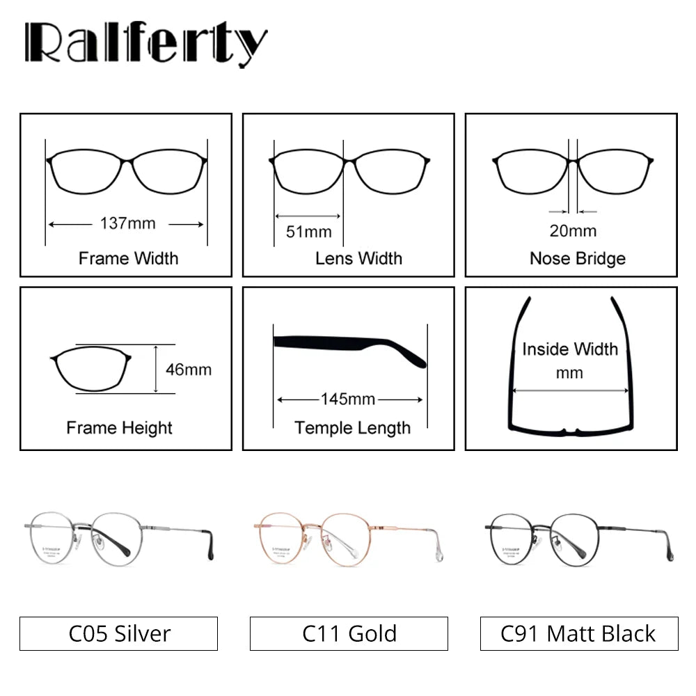 Ralferty Women's Full Rim Oval Round Titanium Eyeglasses R6220 Full Rim Ralferty   