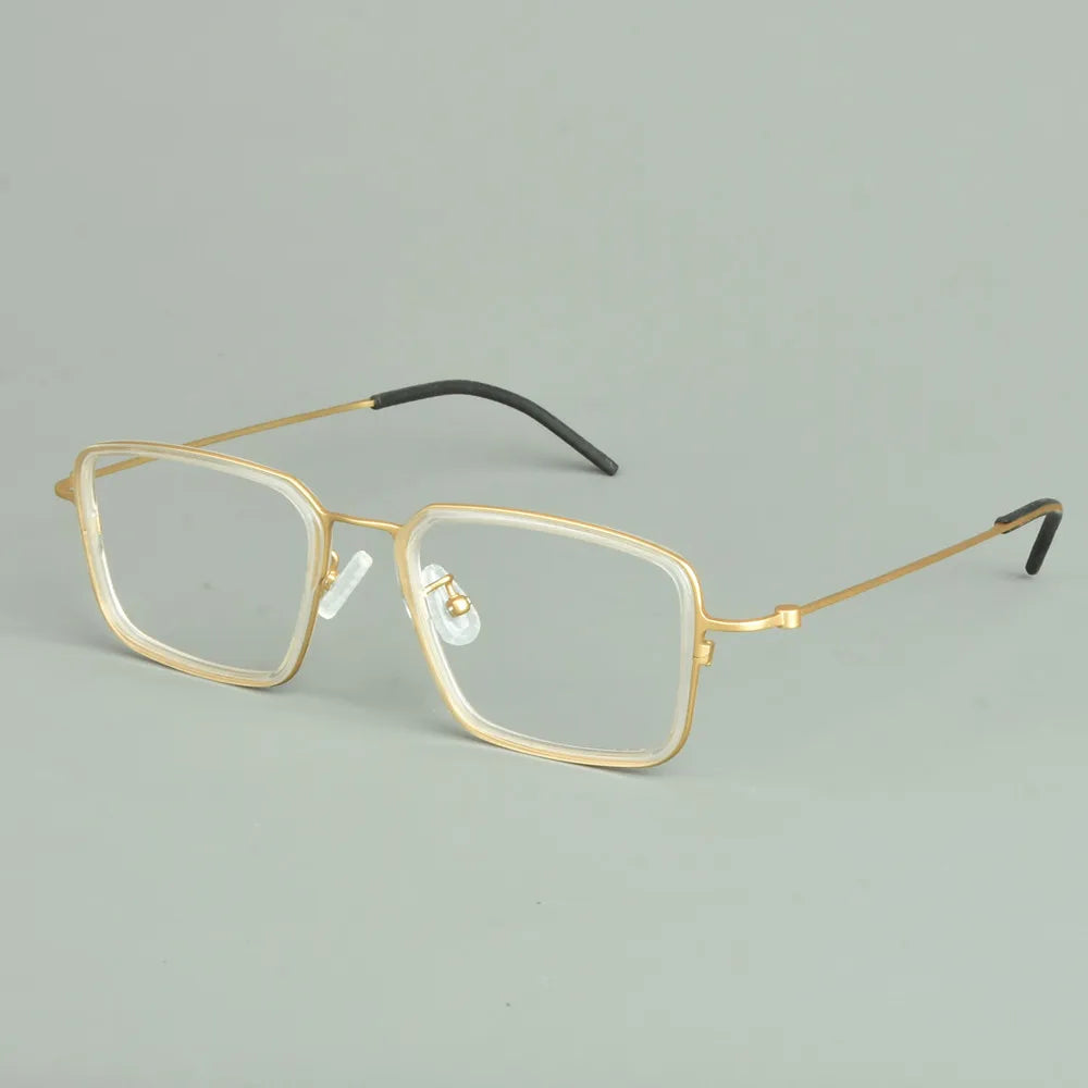 Aimee Unisex Full Rim Square Titanium Acetate Eyeglasses 14501 Full Rim Aimee White-Golden  