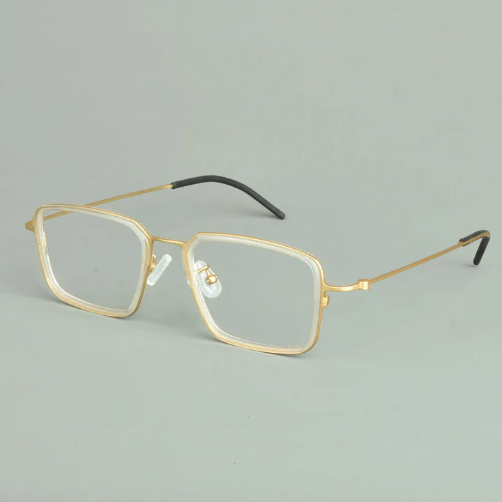 Aimee Unisex Full Rim Square Titanium Acetate Eyeglasses 14501 Full Rim Aimee White-Golden  