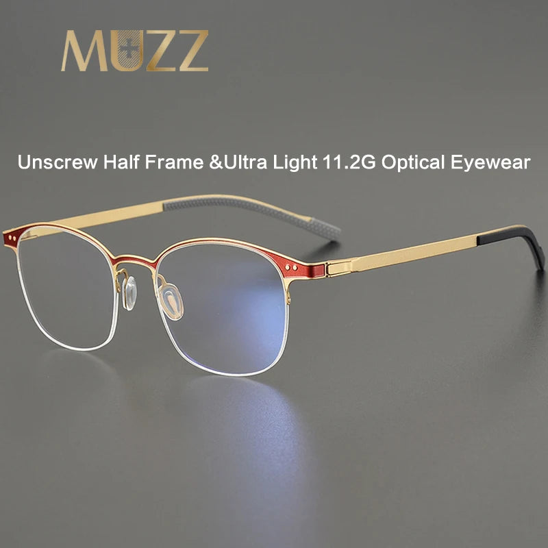 Muzz Unisex Semi Rim Square Titanium Ultem Eyeglasses M9609 Semi Rim Muzz   