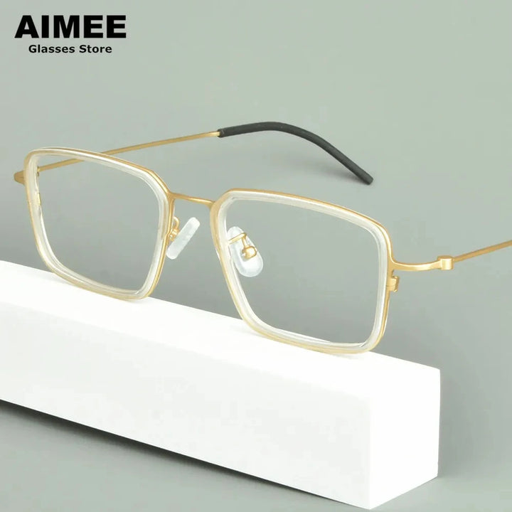 Aimee Unisex Full Rim Polygon Square Titanium Acetate Eyeglasses 13501 Full Rim Aimee   