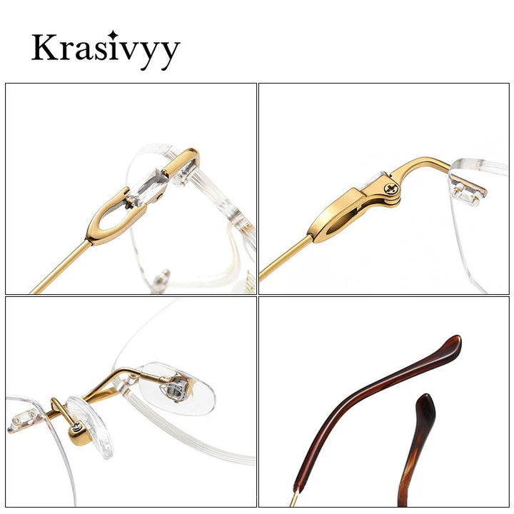 Krasivyy Women's Rimless Oval Titanium Eyeglasses 6006 Rimless Krasivyy   