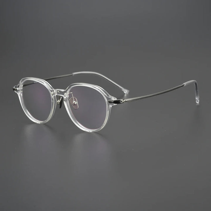 Black Mask Unisex Full Rim Flat Top Oval Titanium Acetate Eyeglasses 19834