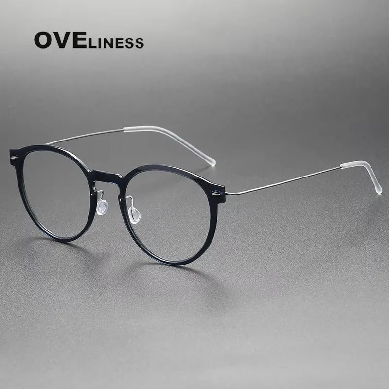 Oveliness Women's Full Rim Round Titanium Acetate Eyeglasses 6603 Full Rim Oveliness dark grey