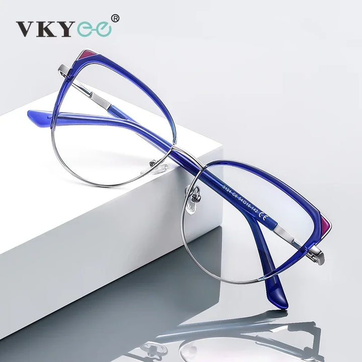 Vicky Women's Full Rim Oval Cat Eye Alloy Reading Glasses 43124 Reading Glasses Vicky   