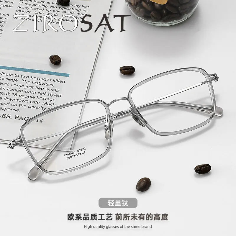 Zirosat Unisex Full Rim Square Titanium Acetate Eyeglasses 2802 Full Rim Zirosat