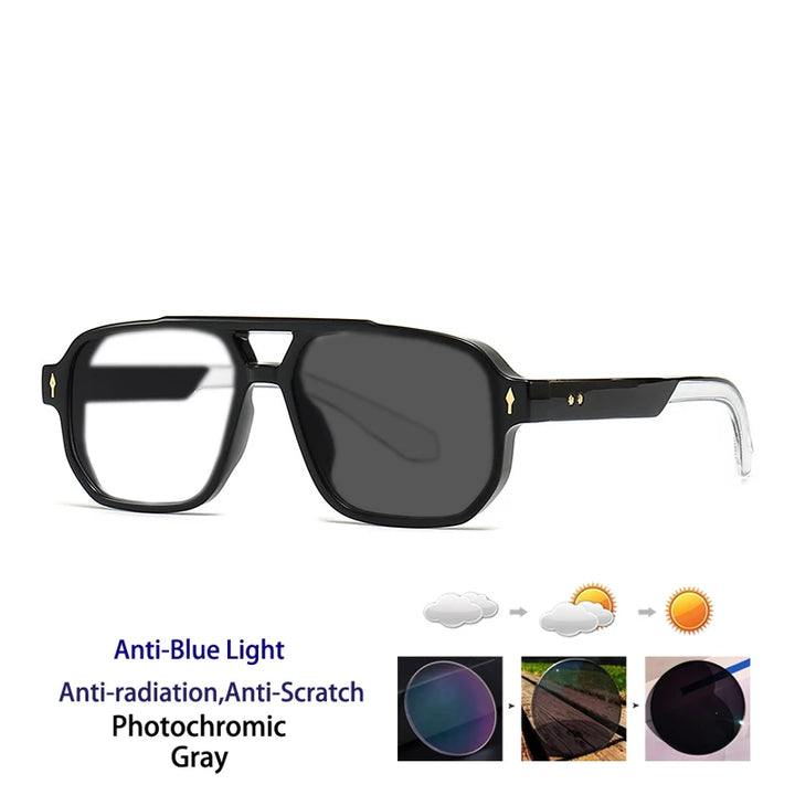 Kocolior Unisex Full Rim Square Double Bridge Tr 90 Alloy Reading Glasses 76061