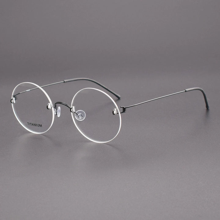 KatKani Mens Rimless Round Titanum Eyeglasses 356 Rimless KatKani Eyeglasses   