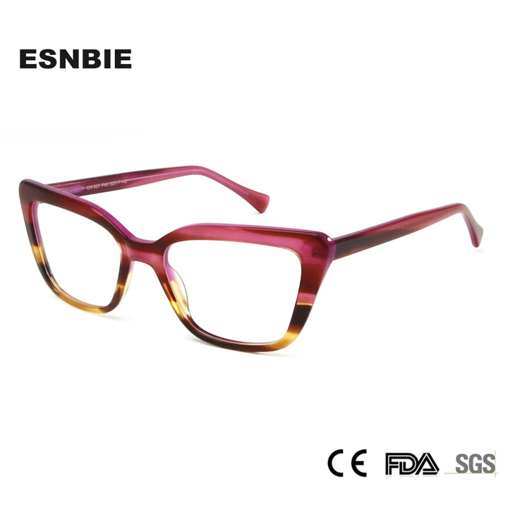 Esnbie Unisex Full Rim Square Cat Eye Acetate Eyeglasses 62423 Full Rim Esnbie   