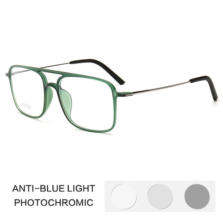 Gatenac Women's Full Rim Square Double Bridge Tr 90 Titanium Photochromic Reading Glasses G2235