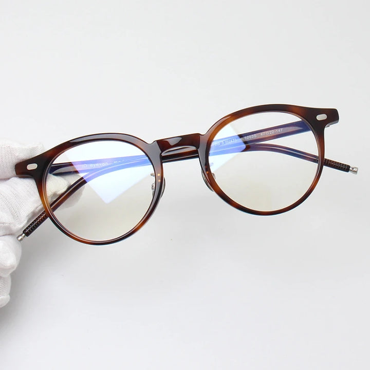 Black Mask Unisex Full Rim Round Acetate Eyeglasses 91443