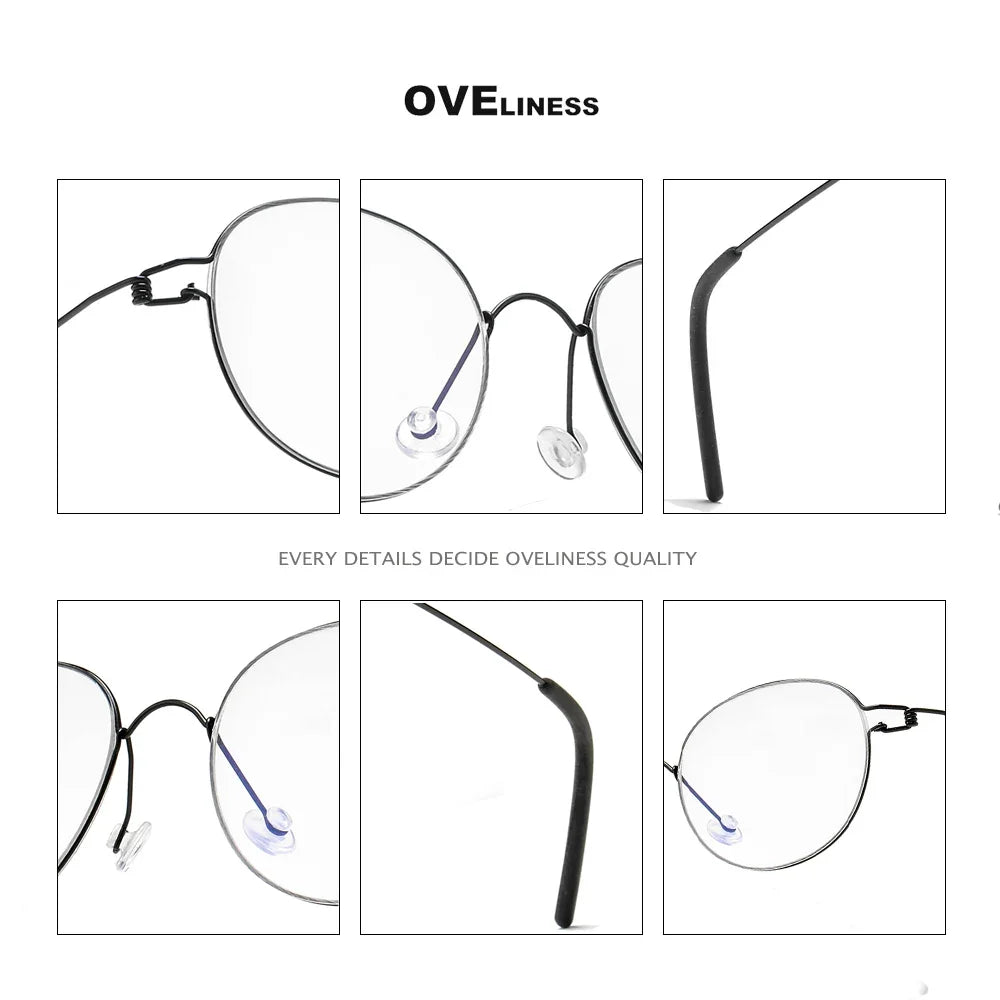 Oveliness Unisex Full Rim Round Screwless Titanium Eyeglasses Os005 Full Rim Oveliness   