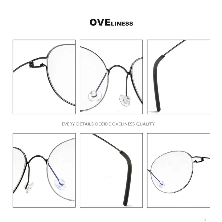 Oveliness Unisex Full Rim Round Screwless Titanium Eyeglasses Os005 Full Rim Oveliness   