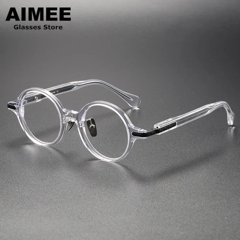 Aimee Unisex Full Rim Round Titanium Acetate Eyeglasses 80854 Full Rim Aimee Transparent  